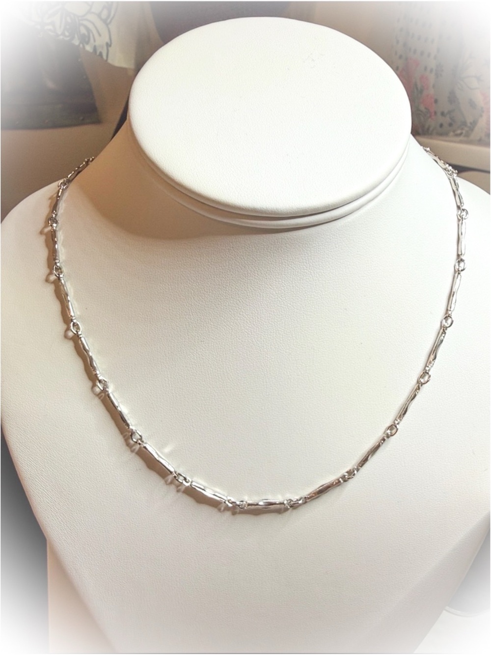 Sterling Bamboo Link Necklace in Silver - Women's Jewelry